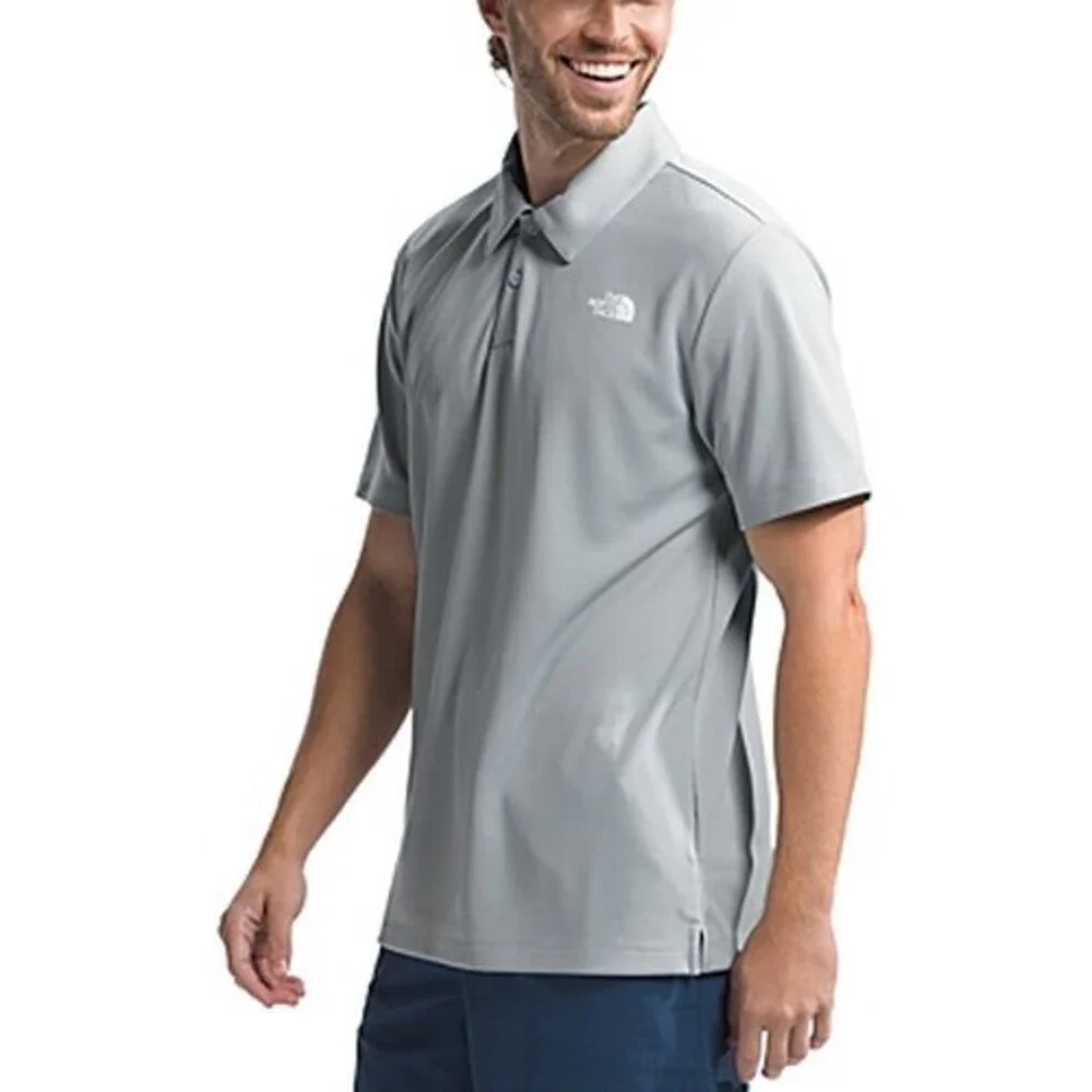 The North Face® Wander Short Sleeve Polo Shirt Men's S High Rise Gray Pullover